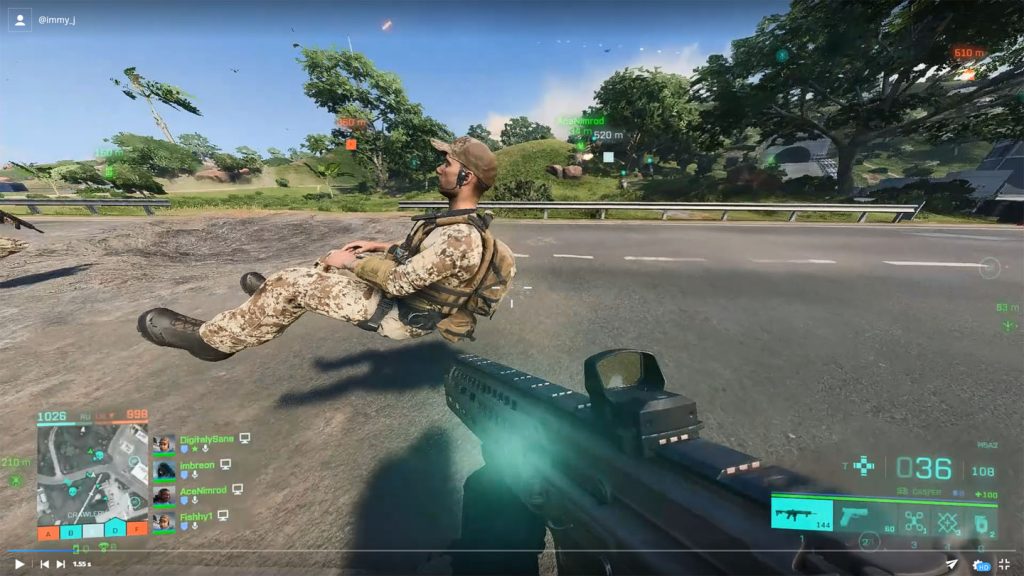 Battlefield 2042 bug: player floating in the air.