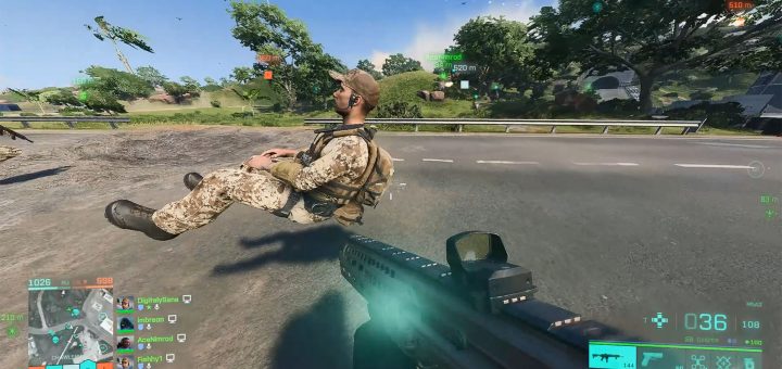 Battlefield 2042 bug: player floating in the air.