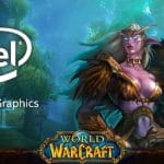 Intel UHD Graphics Logo on World of Warcraft background