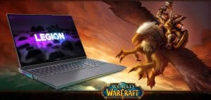 Lenovo laptop on World of Warcraft loading screen.
