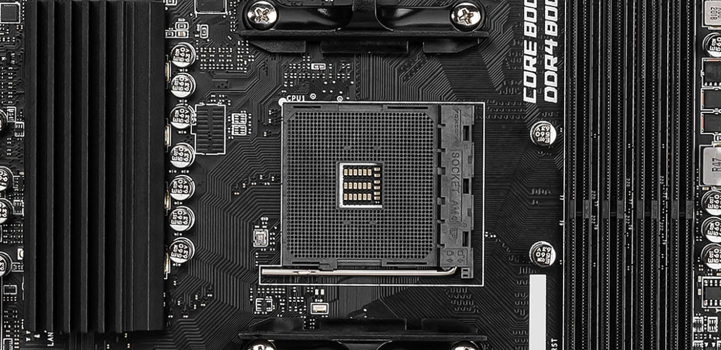 AM4 socket on MSI B550M PRO-VDH WiFi motherboard.