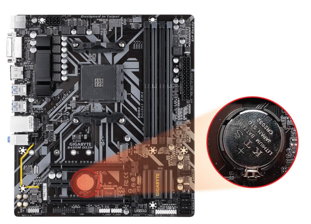 How to clear CMOS on GIGABYTE B450M DS3H (and V2/WiFi) Motherboard 2