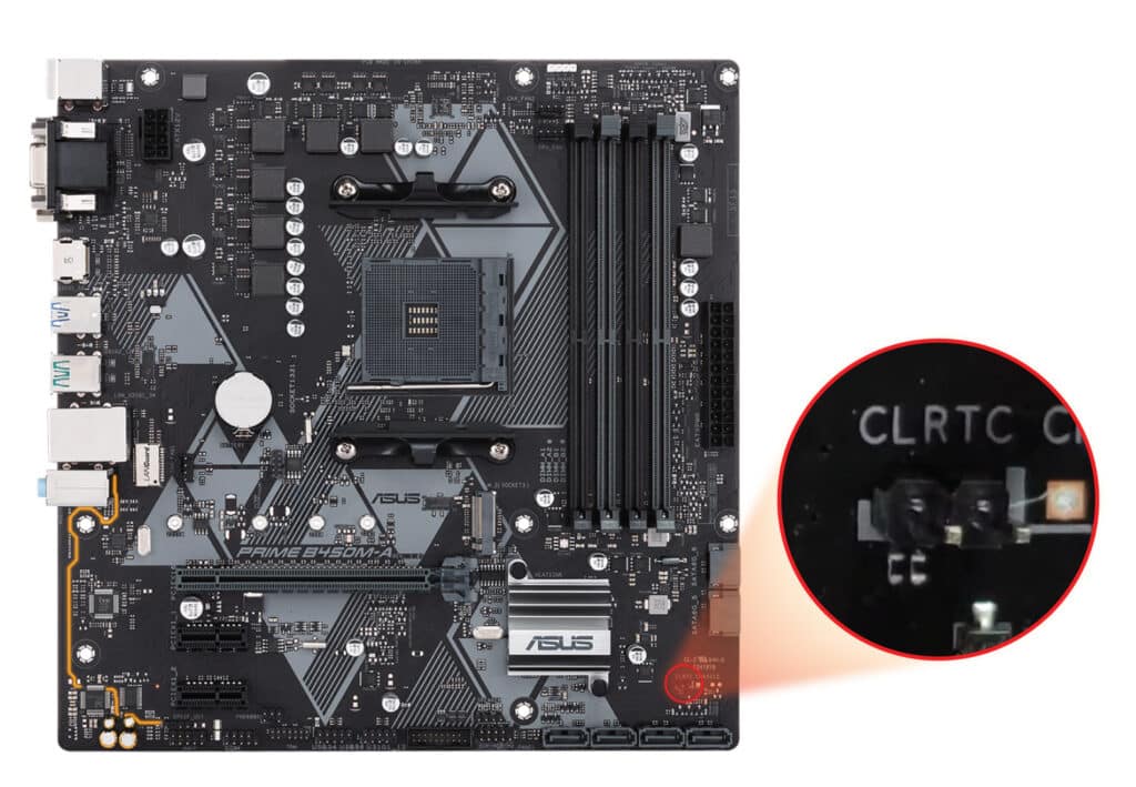 How to clear CMOS on ASUS PRIME B450MA (and II) Motherboard 2 Methods